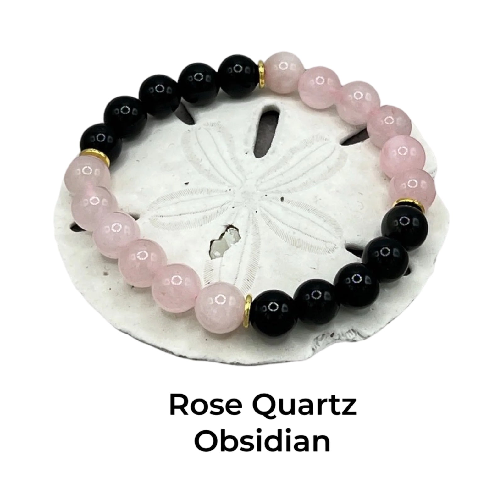 Rose quartz and onyx bracelet