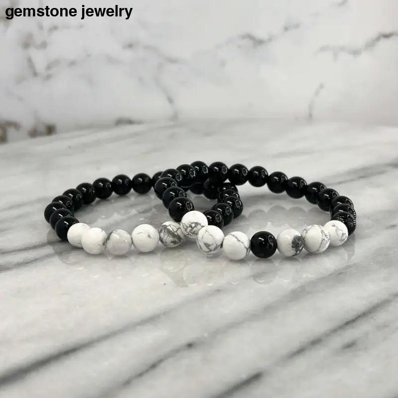 Black Onyx Bracelet, Onyx & Howlite Bracelets - Bec Sue Jewelry Shop