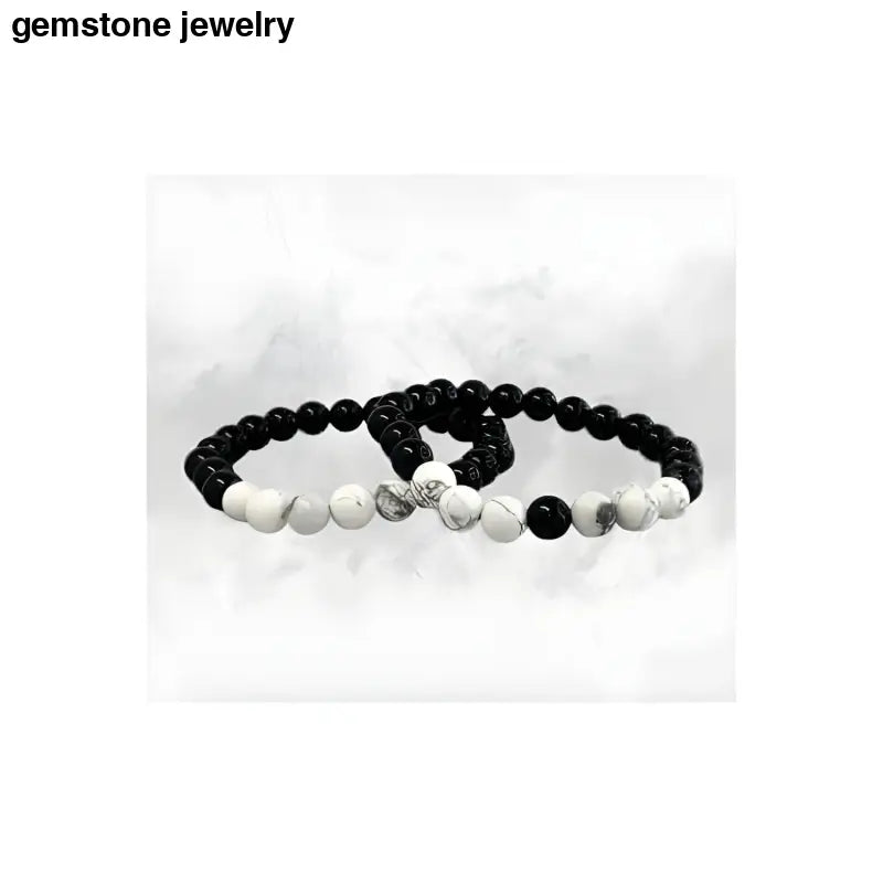 Black Onyx Bracelet, Onyx & Howlite Bracelets - Bec Sue Jewelry Shop