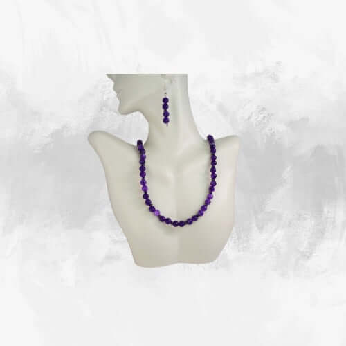 Amethyst Gemstone Jewelry Set - Necklace, Bracelet & Earrings