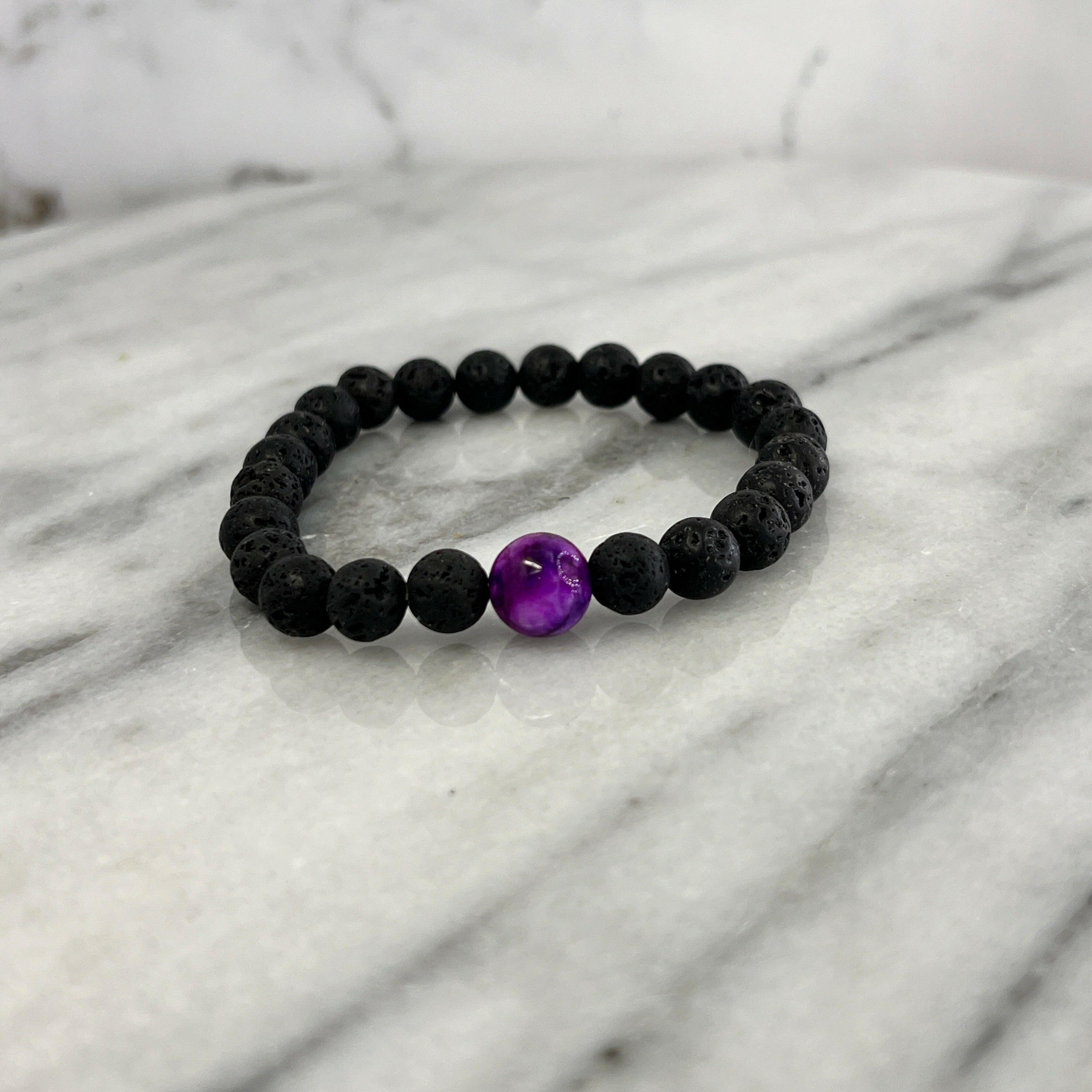 A trendy diffuser bracelet with lava stone beads for aromatherapy benefits, ideal accessory for relaxation