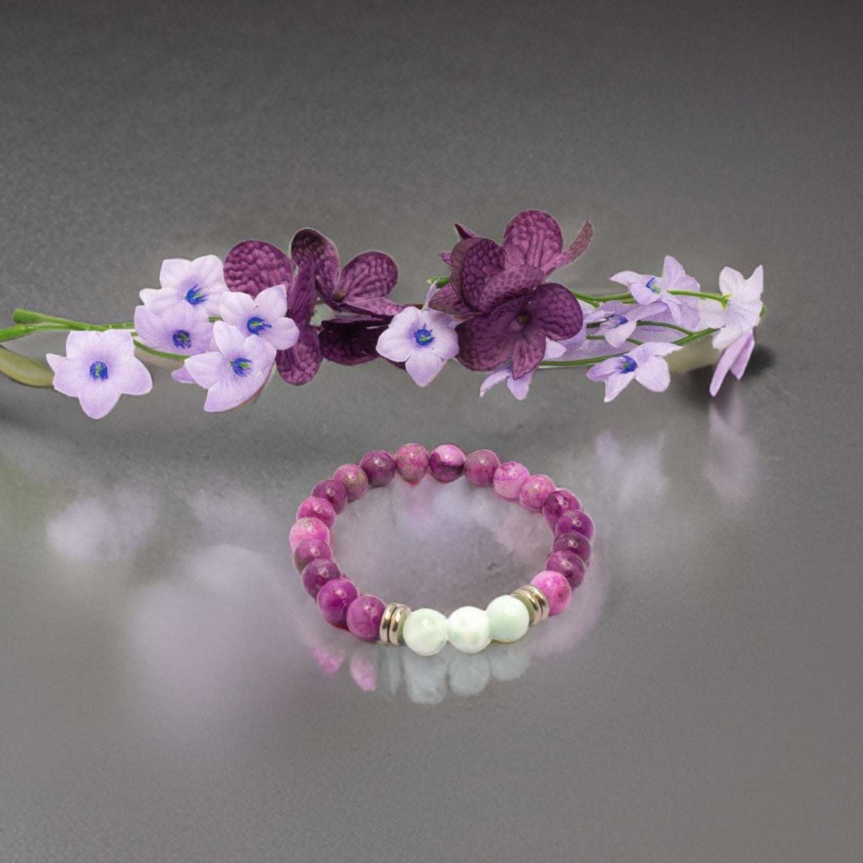 Handcrafted Sugilite & Angelite Bracelet – Elegance Meets Spirituality