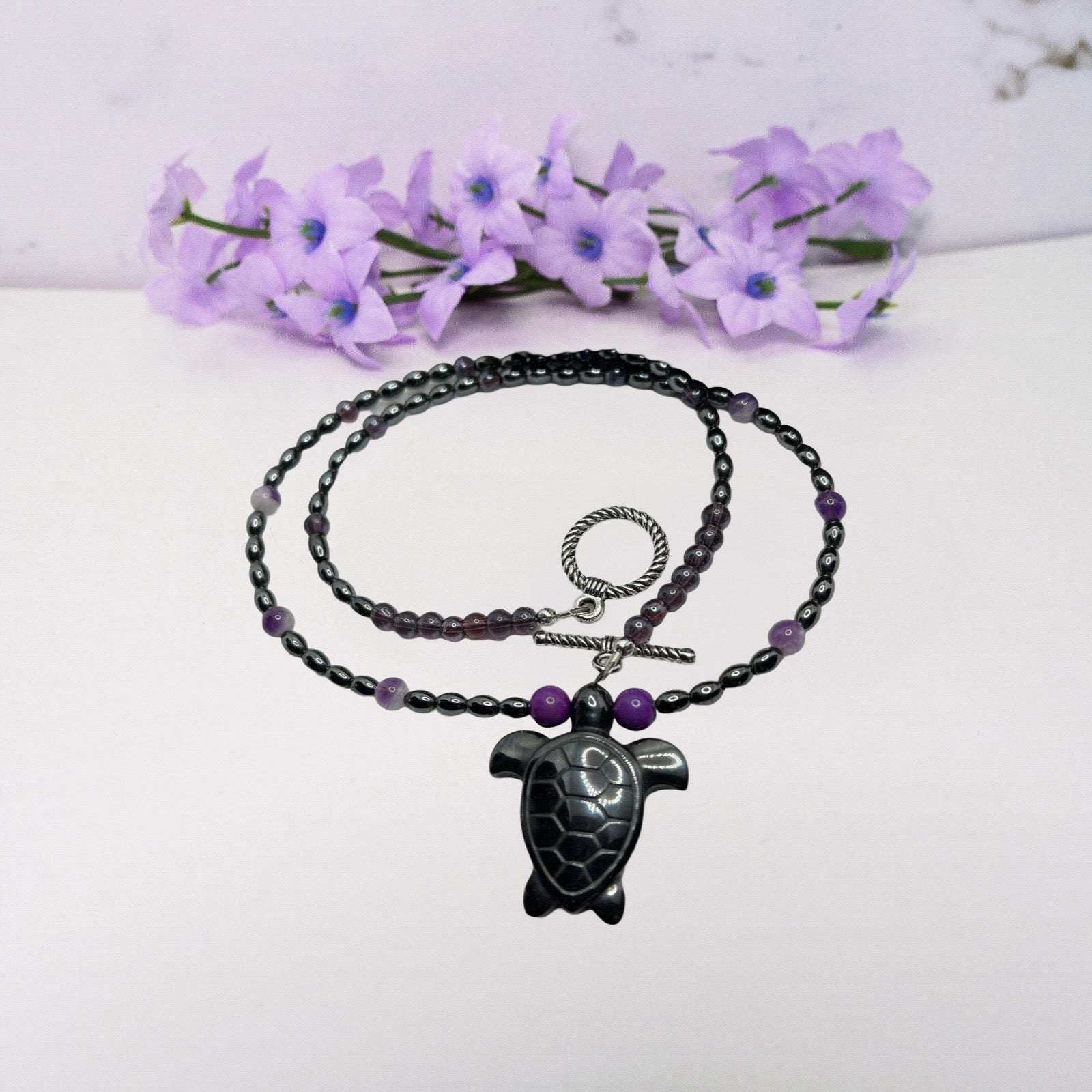 Turtle Lover's Hematite Necklace - Unveil Your Deep Connection, Hematite Necklace, Turtle Charm