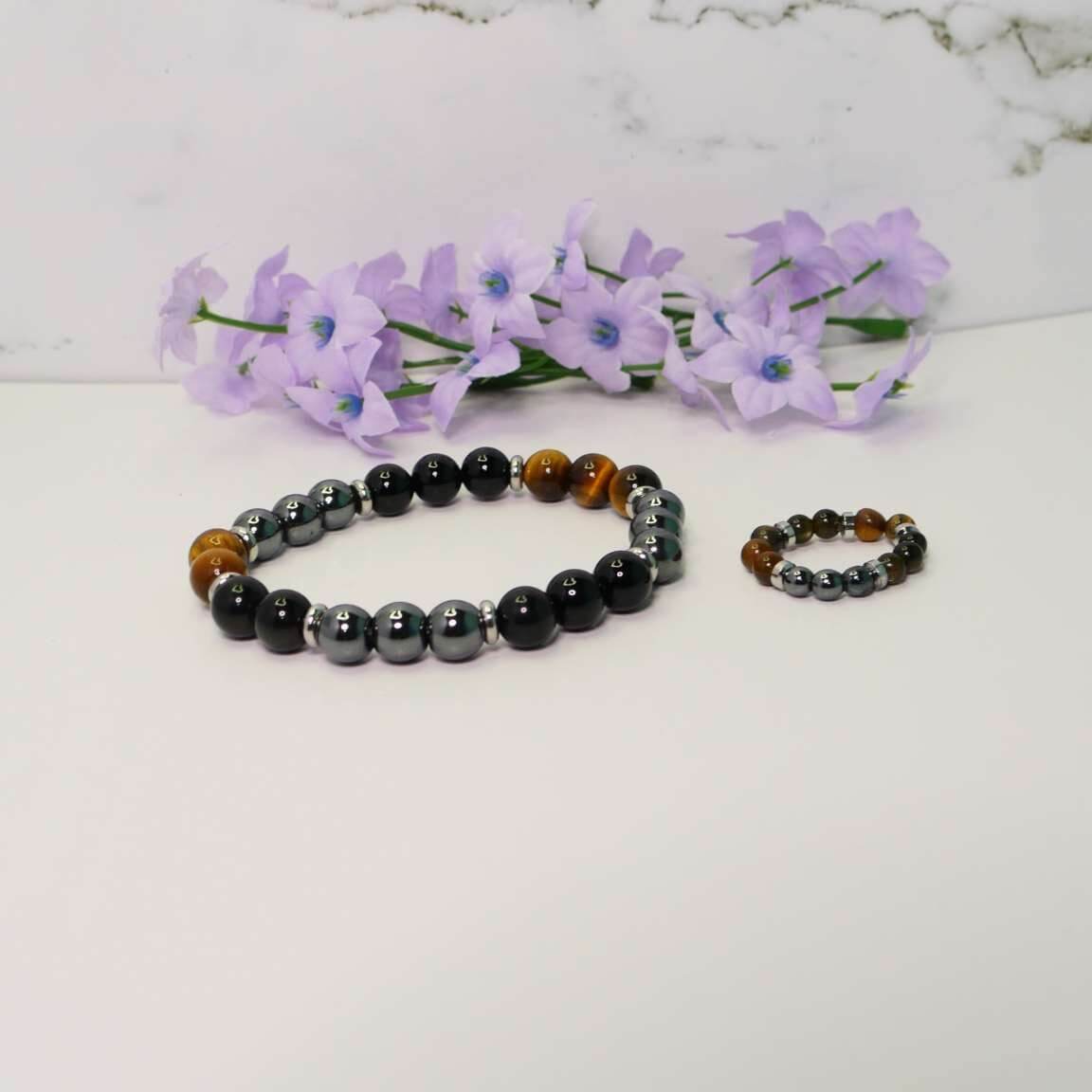 Tiger Eye Gemstone Bracelet, Hematite Bracelet