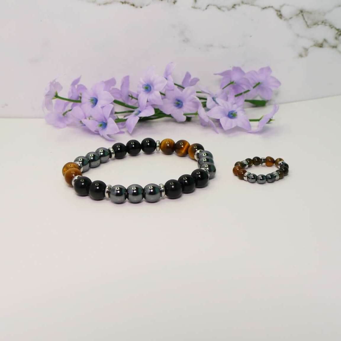 Tiger Eye Gemstone Bracelet, Hematite Bracelet