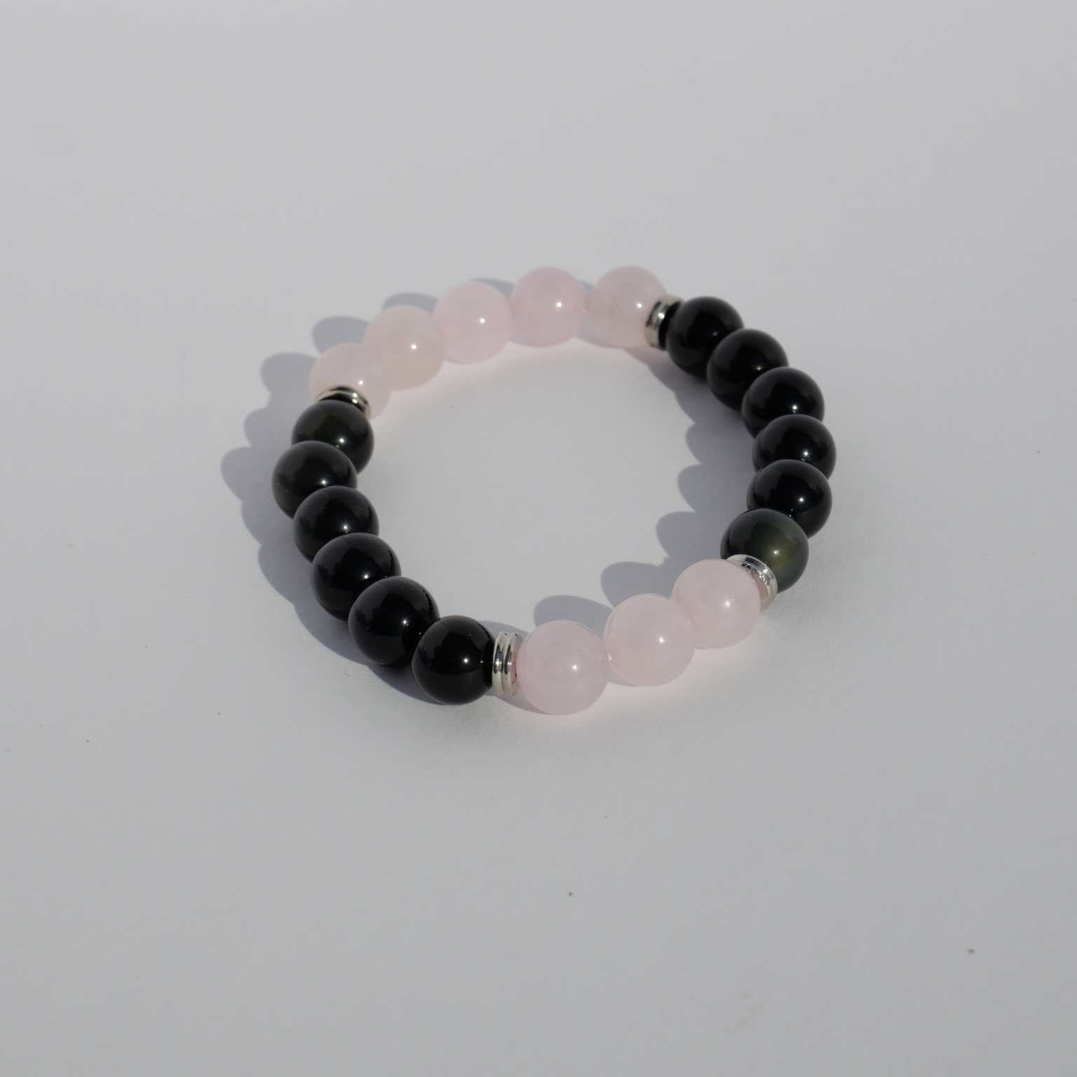 rose quartz obsidian bracelet