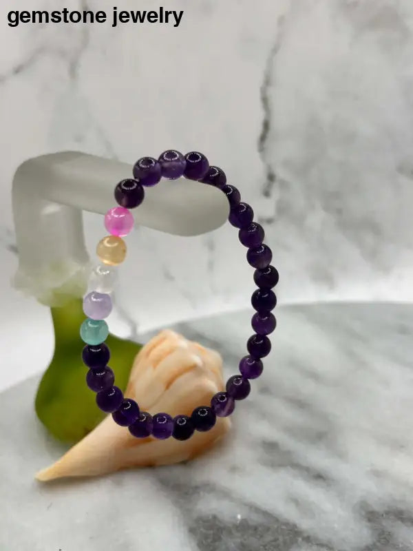 Amethyst Jewelry, Amethyst and Selenite Bracelet, One of a Kind Bracelets - Bec Sue Jewelry Shop