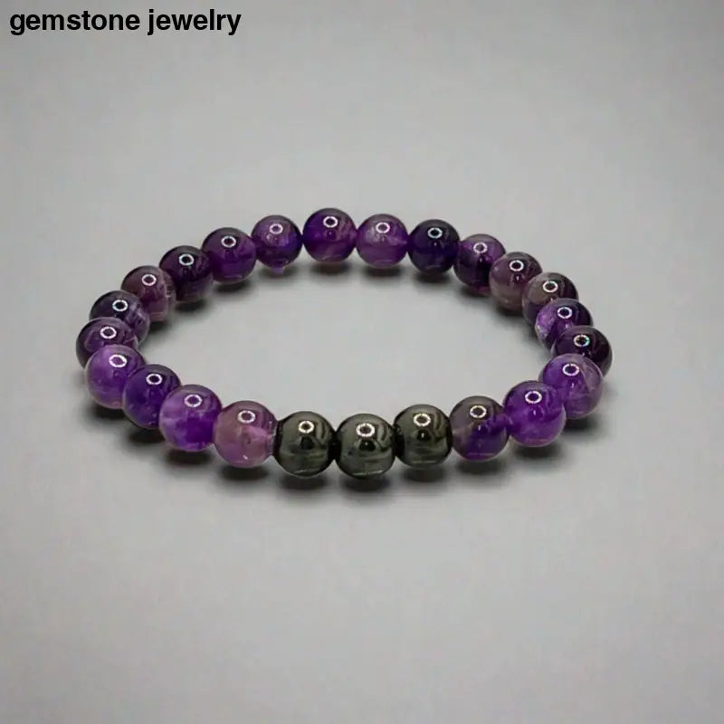 Amethyst Bracelet, Amethyst Meditation Bracelet, Gemstone Bracelet - Bec Sue Jewelry Shop