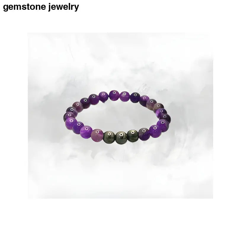 Amethyst Bracelet, Amethyst Meditation Bracelet, Gemstone Bracelet - Bec Sue Jewelry Shop