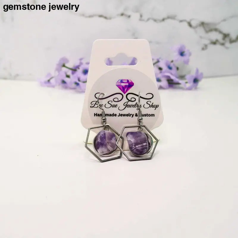 Amethyst Silver Dangling Earrings – A Touch of Sophisticated Elegance - 1 inch / purple / amethyst - earrings