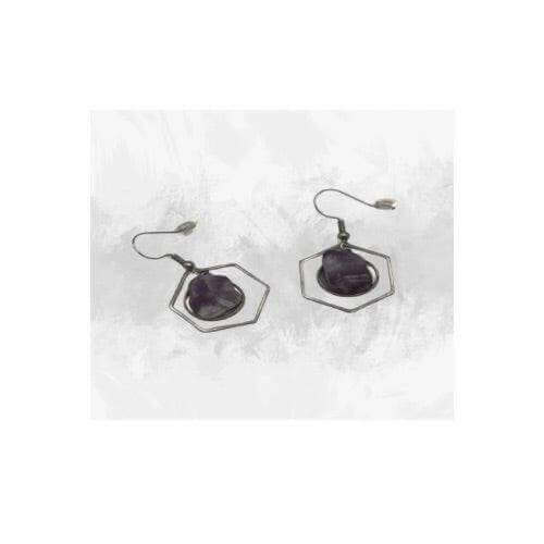 Amethyst Silver earrings, Amethyst Stone Dangling Earrings, amethyst earrings - Bec Sue Jewelry Shop