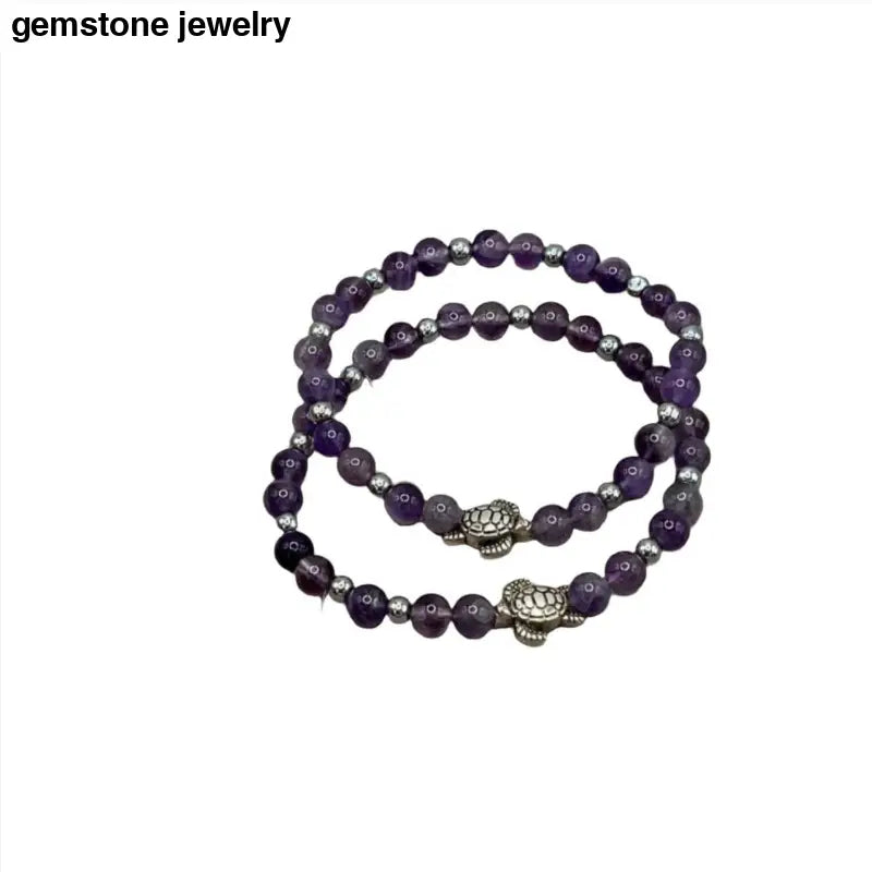 One of a Kind Turtle Bracelet, Amethyst Turtle Bracelet - Bec Sue Jewelry Shop