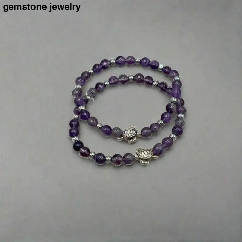 One of a Kind Turtle Bracelet, Amethyst Turtle Bracelet - Bec Sue Jewelry Shop