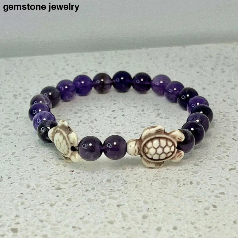 Turtle Amethyst Bracelet, Amethyst Turtle Jewelry - Bec Sue Jewelry Shop