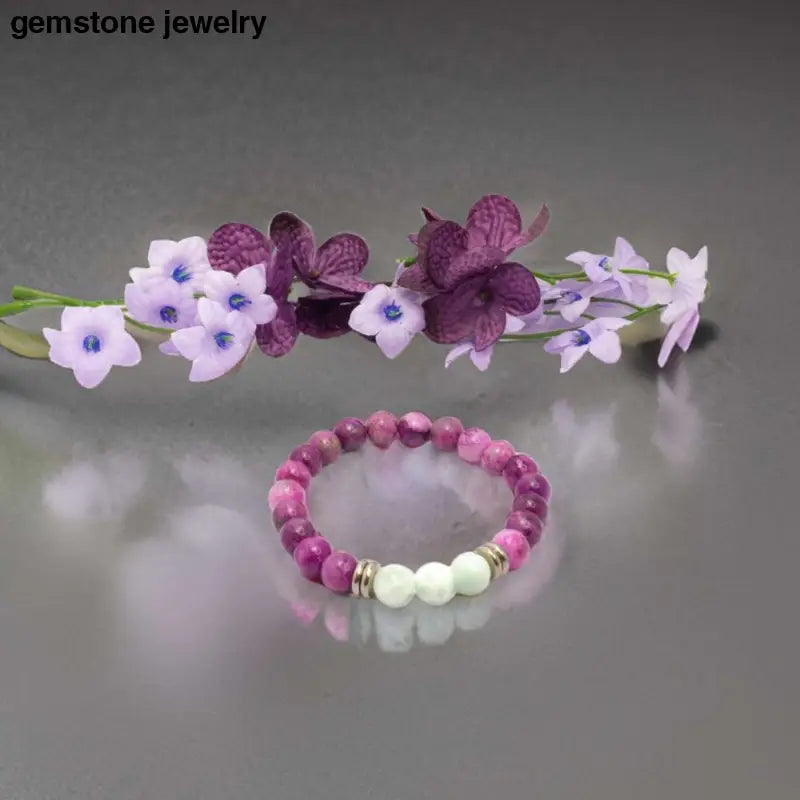 stainless steel spacer gemstone bracelet