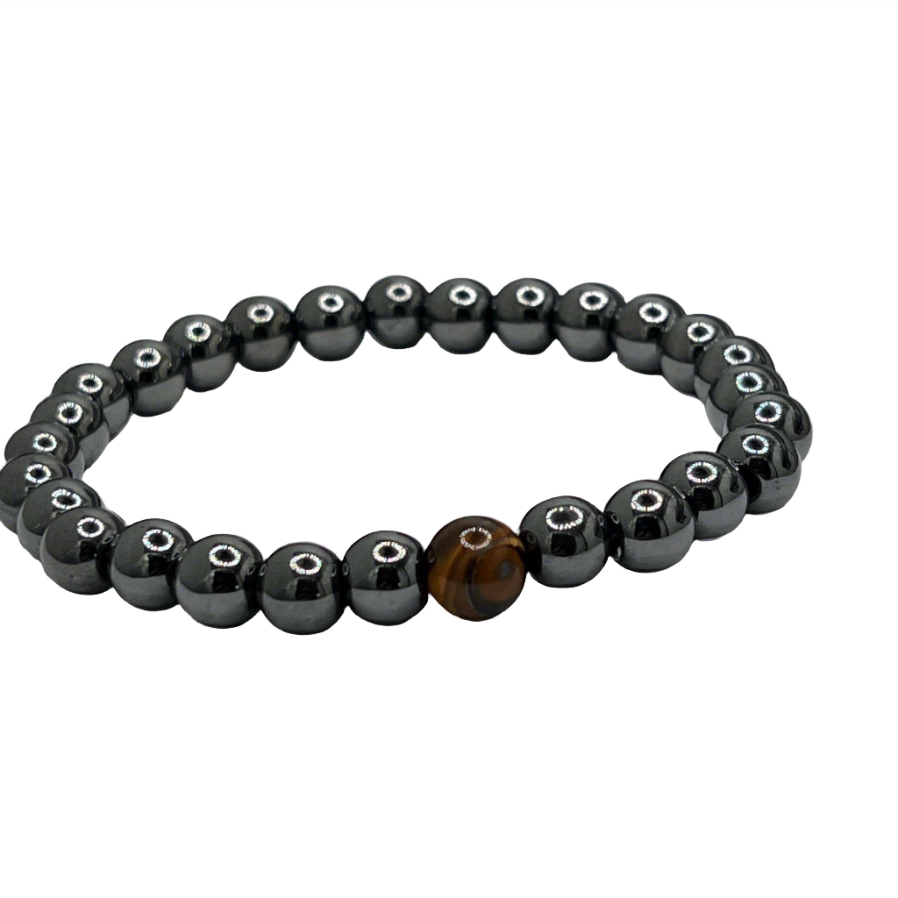Handcrafted hematite bracelet for healing and protection.