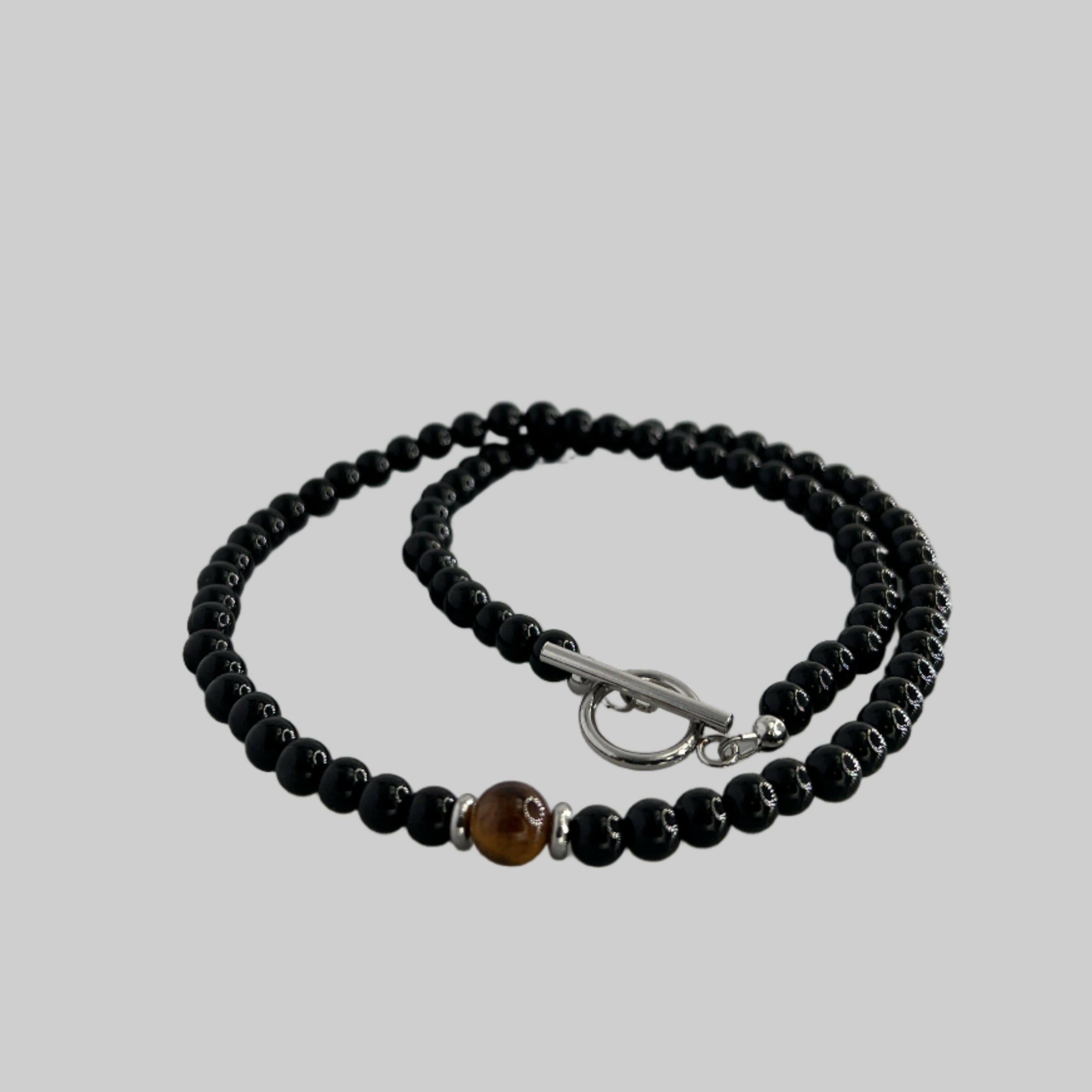 Bec Sue Jewelry Shop Necklaces Onyx Necklace, Onyx and Tiger Eye Necklace 6mm beads Tags