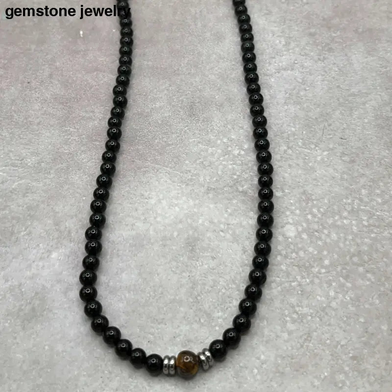 Onyx & Tiger Eye Sterling Silver Necklace - Bec Sue Jewelry Shop