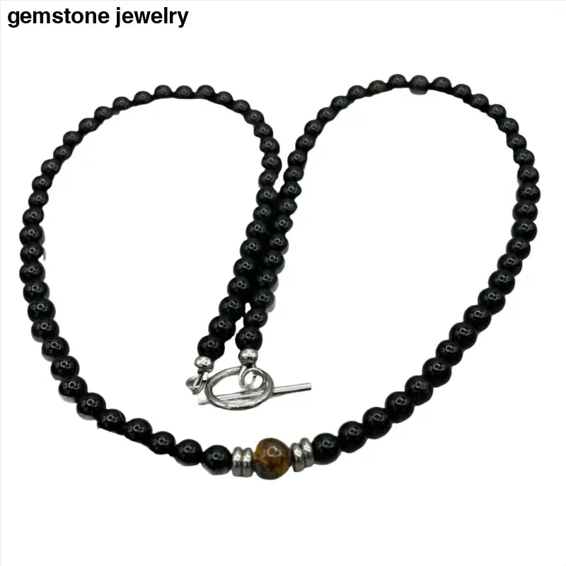 Onyx & Tiger Eye Sterling Silver Necklace - Bec Sue Jewelry Shop