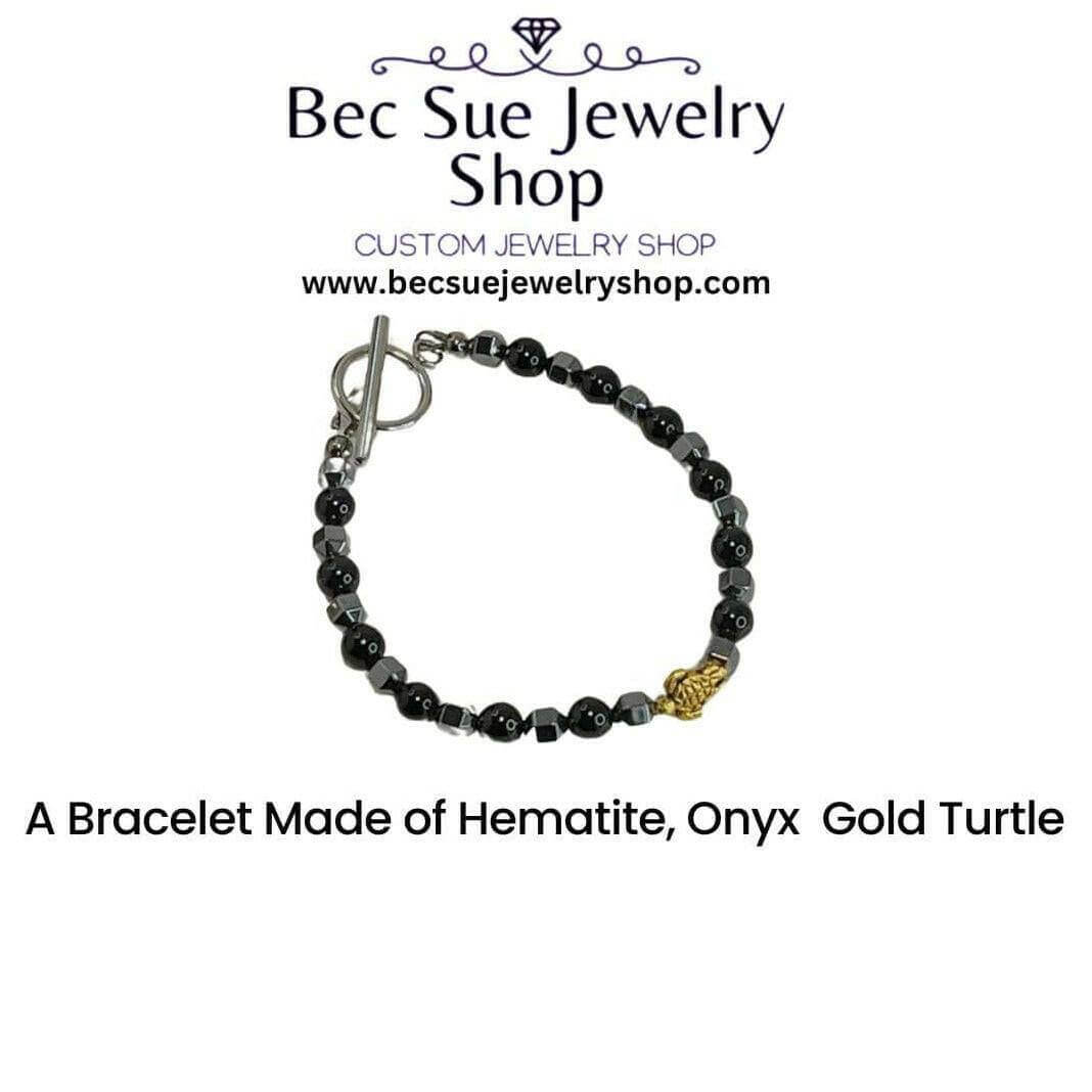 Black Onyx Bracelet Turtle - Bec Sue Jewelry Shop