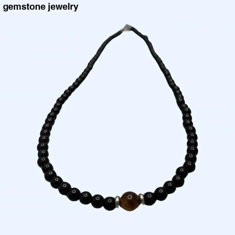 Black Onyx Necklace for men, Onyx and Tiger Eye Necklace 6mm beads - Bec Sue Jewelry Shop