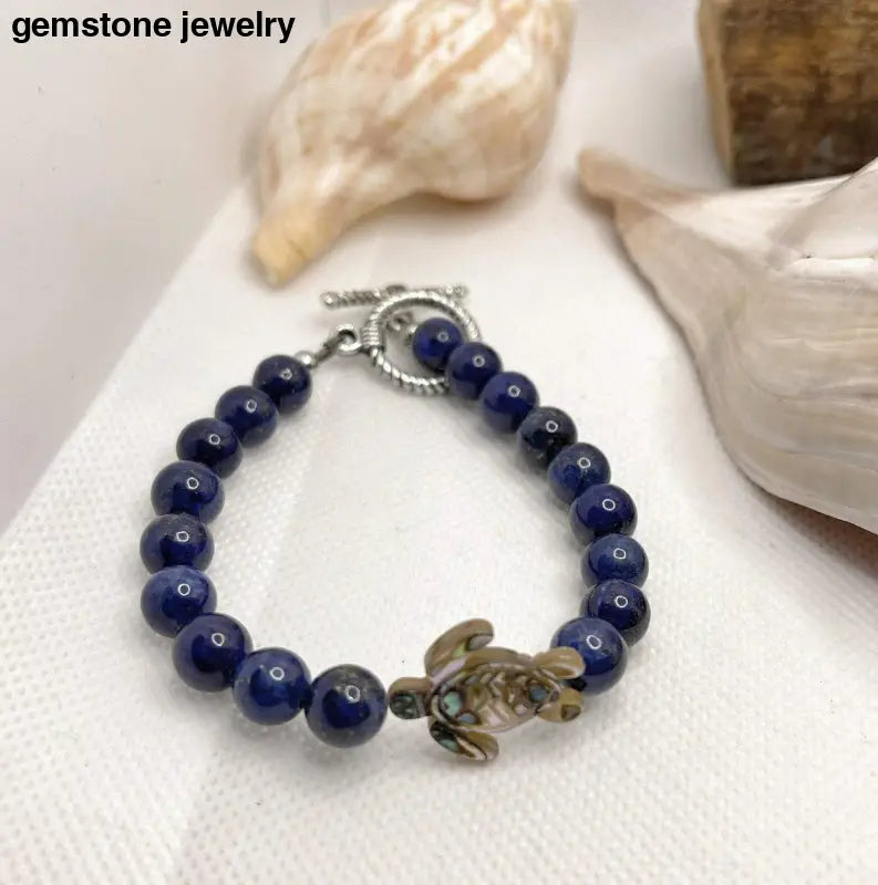 Sea Turtle Bracelet, Lapis Bracelet, Lapis Bracelet Gift - Bec Sue Jewelry Shop