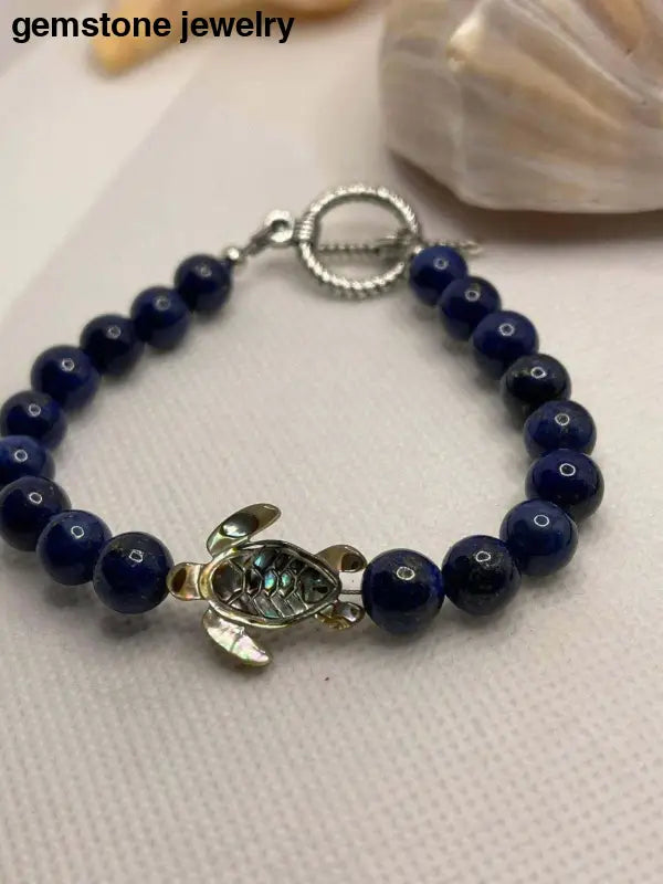 Sea Turtle Bracelet, Lapis Bracelet, Lapis Bracelet Gift - Bec Sue Jewelry Shop