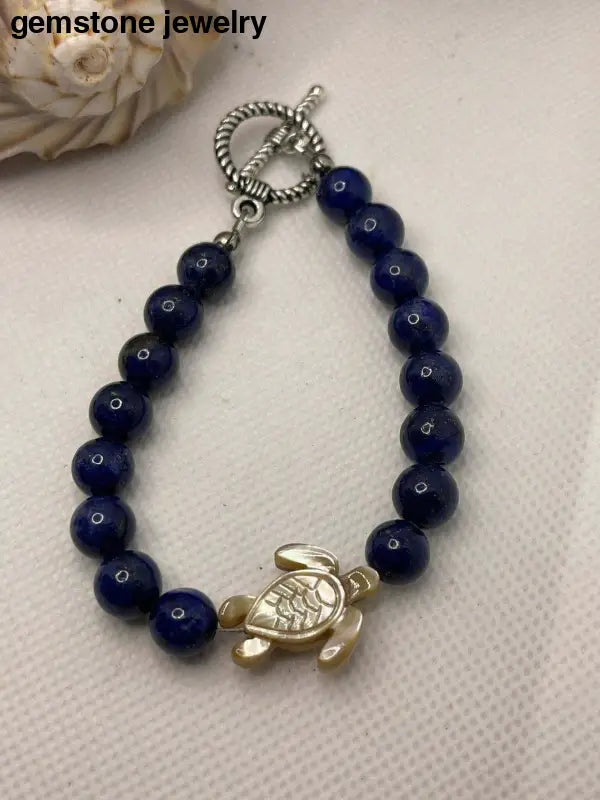 Sea Turtle Bracelet, Lapis Bracelet, Lapis Bracelet Gift - Bec Sue Jewelry Shop