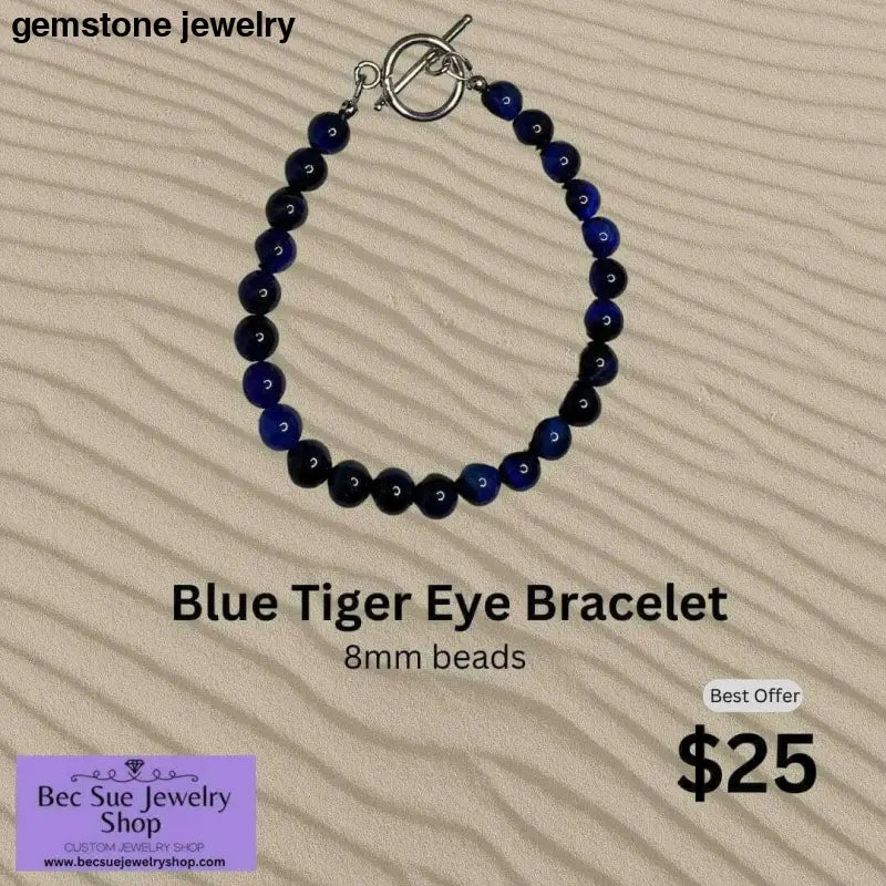 Tiger Eye Jewelry, Blue Mystic, and Lapis Bracelet with Stainless Steel Clasp - Crafted for Timeless Durability and Style!" - Bec Sue Jewelry Shop