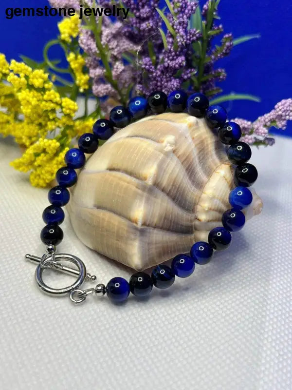 Tiger Eye Jewelry, Blue Mystic, and Lapis Bracelet with Stainless Steel Clasp - Crafted for Timeless Durability and Style!" - Bec Sue Jewelry Shop