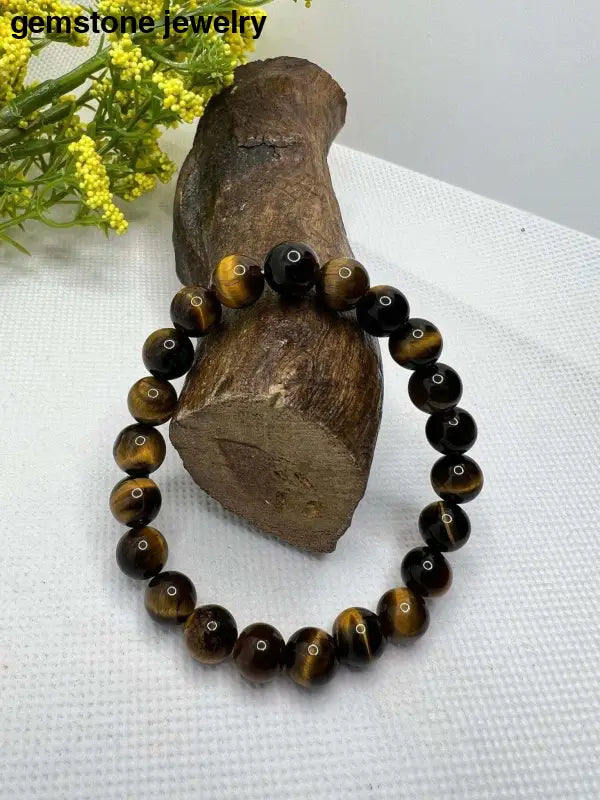 Mens Tiger Eye Bead Bracelet, Tiger Eye Gemstone Bracelet, Tiger Eye Bracelet - Bec Sue Jewelry Shop