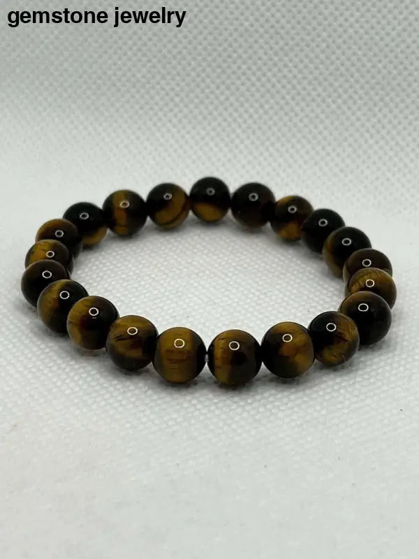 Mens Tiger Eye Bead Bracelet, Tiger Eye Gemstone Bracelet, Tiger Eye Bracelet - Bec Sue Jewelry Shop