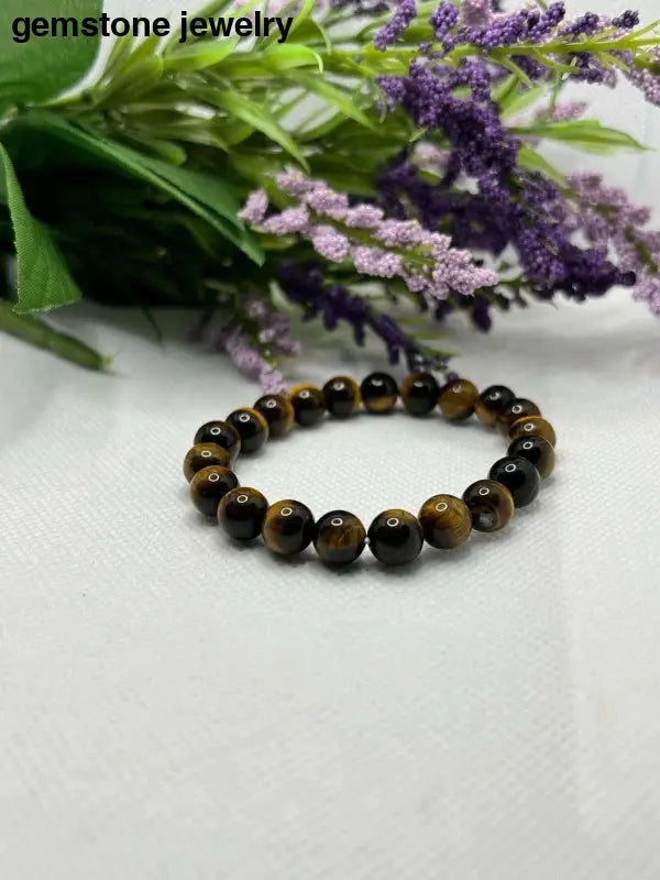 Mens Tiger Eye Bead Bracelet, Tiger Eye Gemstone Bracelet, Tiger Eye Bracelet - Bec Sue Jewelry Shop