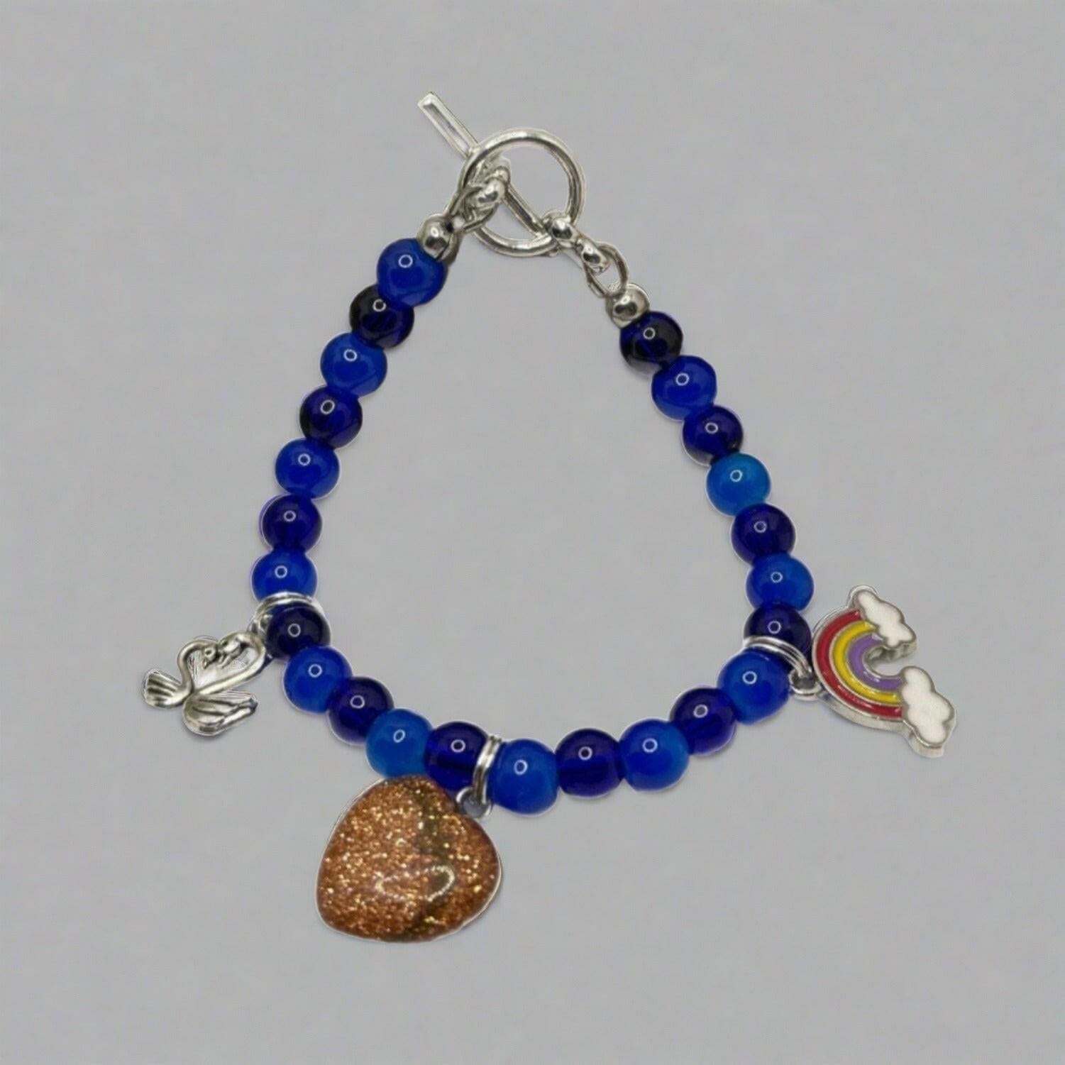 Cobalt Blue Bracelet, Blue Rainbow Charm Bracelet - Bec Sue Jewelry Shop