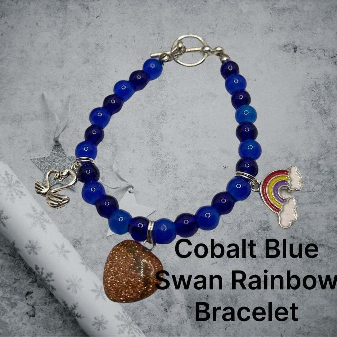 Cobalt Blue Bracelet, Blue Rainbow Charm Bracelet - Bec Sue Jewelry Shop