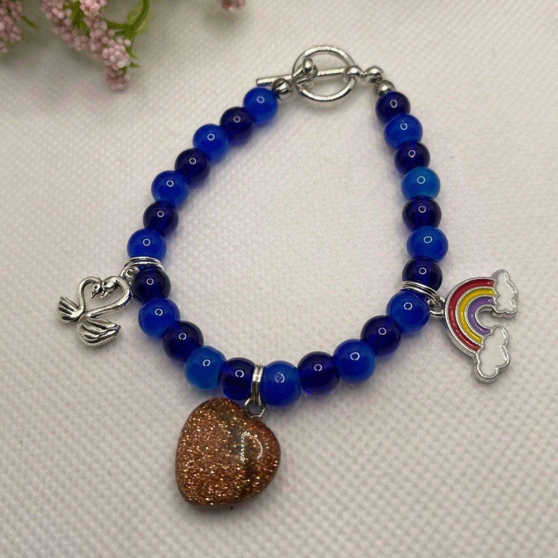 Cobalt Blue Bracelet, Blue Rainbow Charm Bracelet - Bec Sue Jewelry Shop