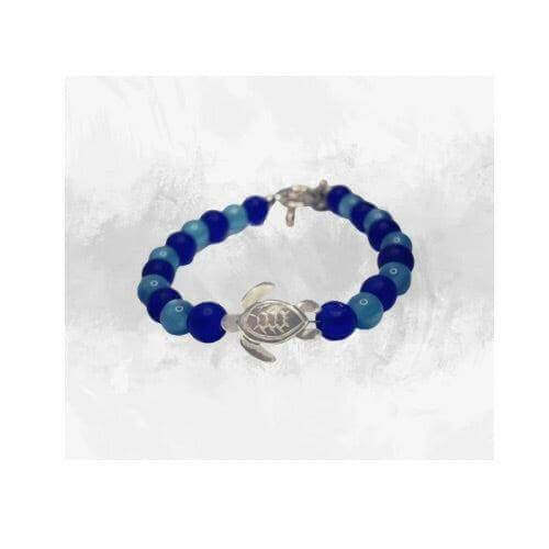 Cobalt Blue Bracelet, Sea Turtle Charm Beads - Bec Sue Jewelry Shop