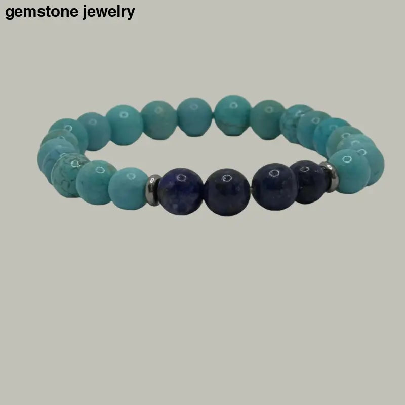 AAA Turquoise & Lapis Lazuli Stretch Bracelet – Unisex Elegance