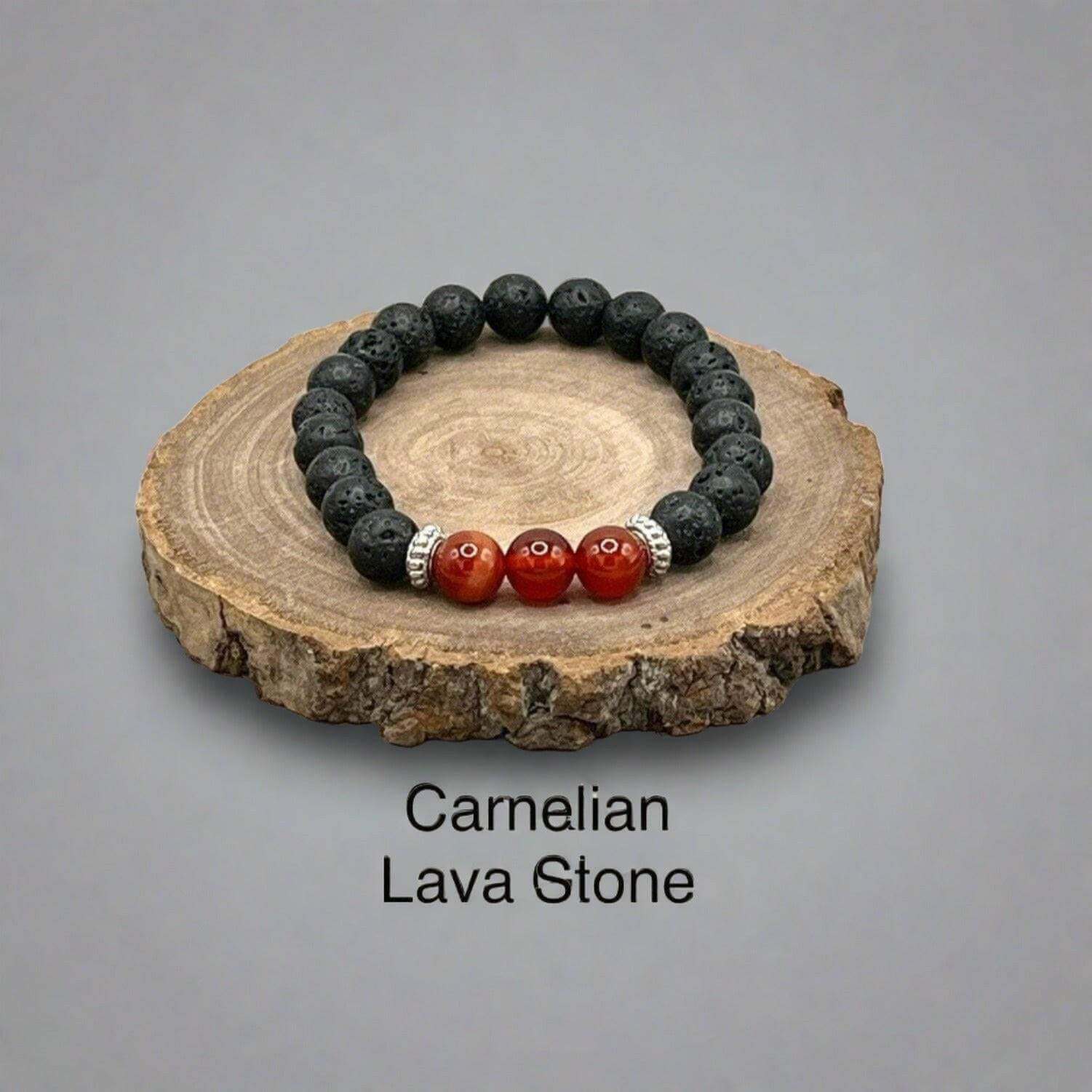 Exceptional Lava & Carnelian Beaded Bracelet - Bec Sue Jewelry Shop