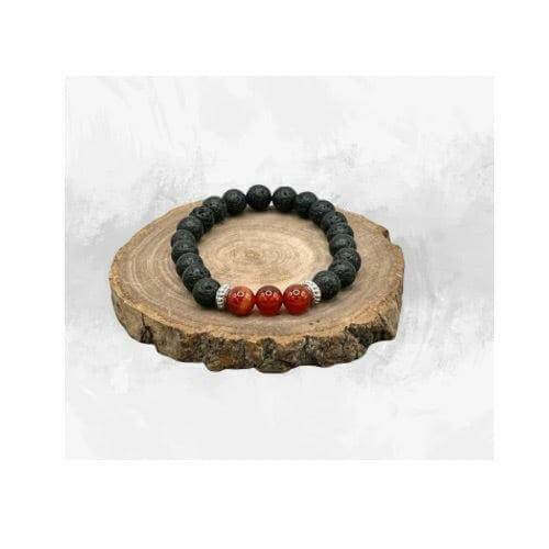 Exceptional Lava & Carnelian Beaded Bracelet - Bec Sue Jewelry Shop