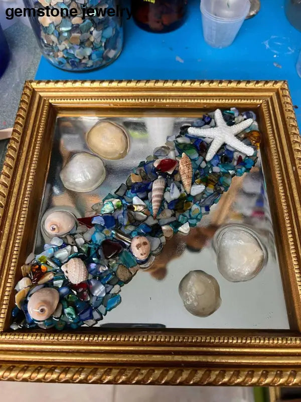 Wall Decor, Enchanting Ocean View Mirror Glass Sea Shells, Wall Decor - Bec Sue Jewelry Shop