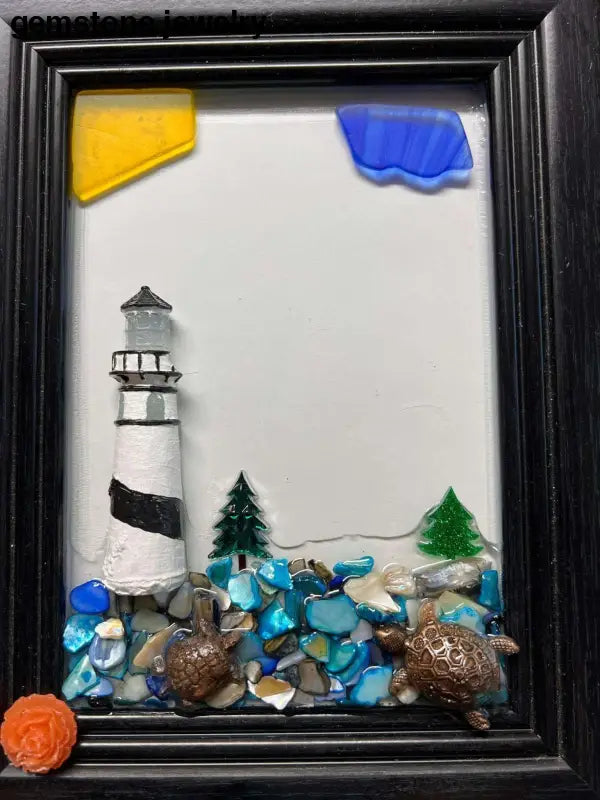 Sea Glass Lighthouse Wall Art Decor, Beach Art Resin Lighthouse Wall Decor - Bec Sue Jewelry Shop