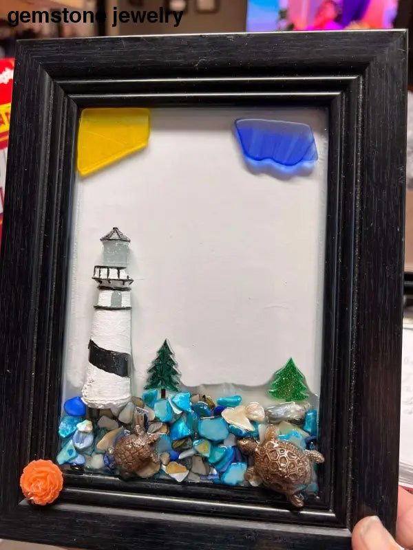 Sea Glass Lighthouse Wall Art Decor, Beach Art Resin Lighthouse Wall Decor - Bec Sue Jewelry Shop