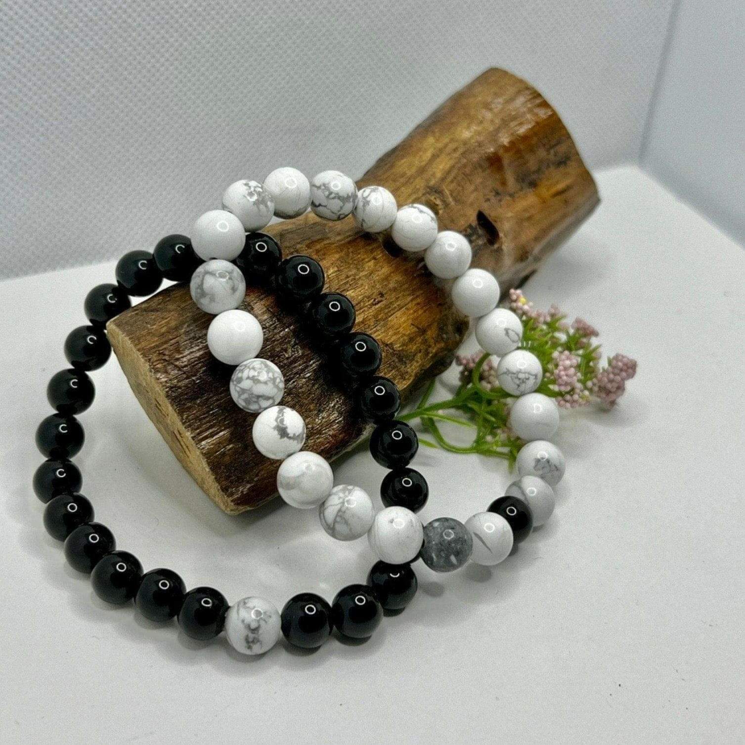 Friendship Bracelet, Black Onyx and White Howlite Bracelets, Chakra Bracelets - Bec Sue Jewelry Shop