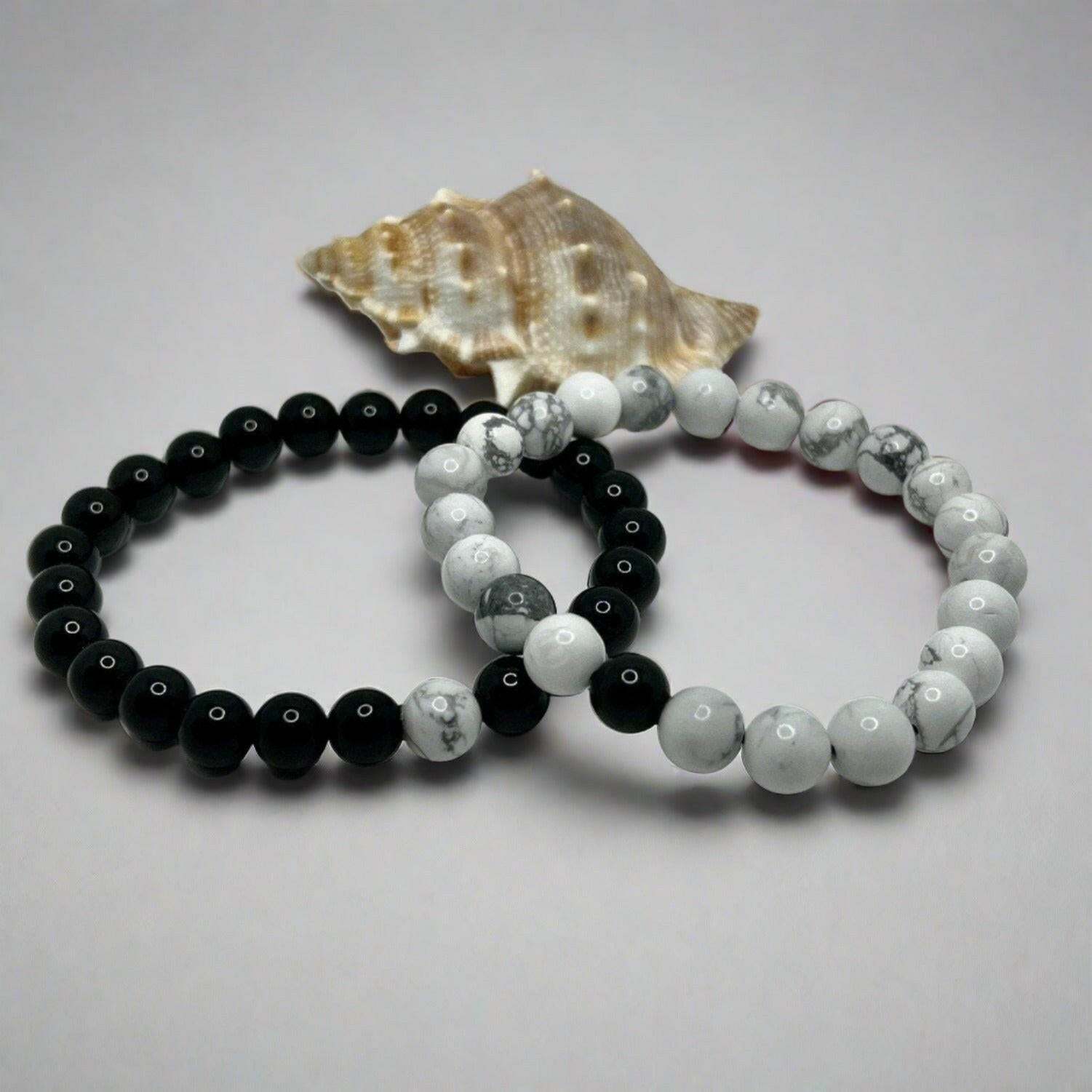 Friendship Bracelet, Black Onyx and White Howlite Bracelets, Chakra Bracelets - Bec Sue Jewelry Shop