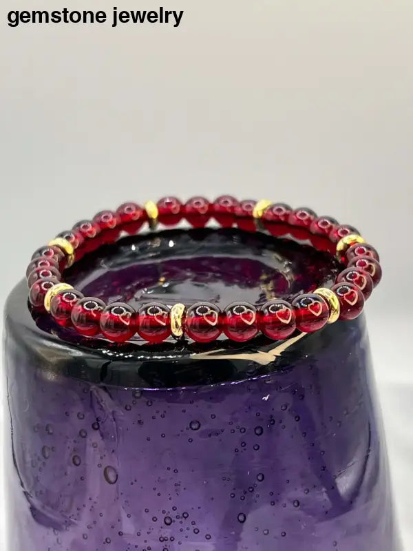 Red Garnet Glass Bracelet, Red Beaded Jewelry - Bec Sue Jewelry Shop