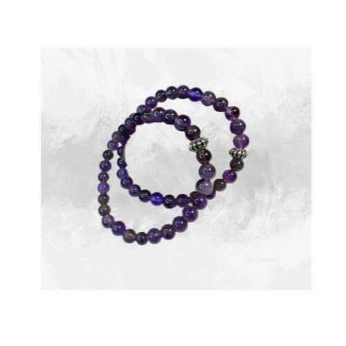 Gemstone Amethyst Bracelet on Elastic Bracelet - Bec Sue Jewelry Shop