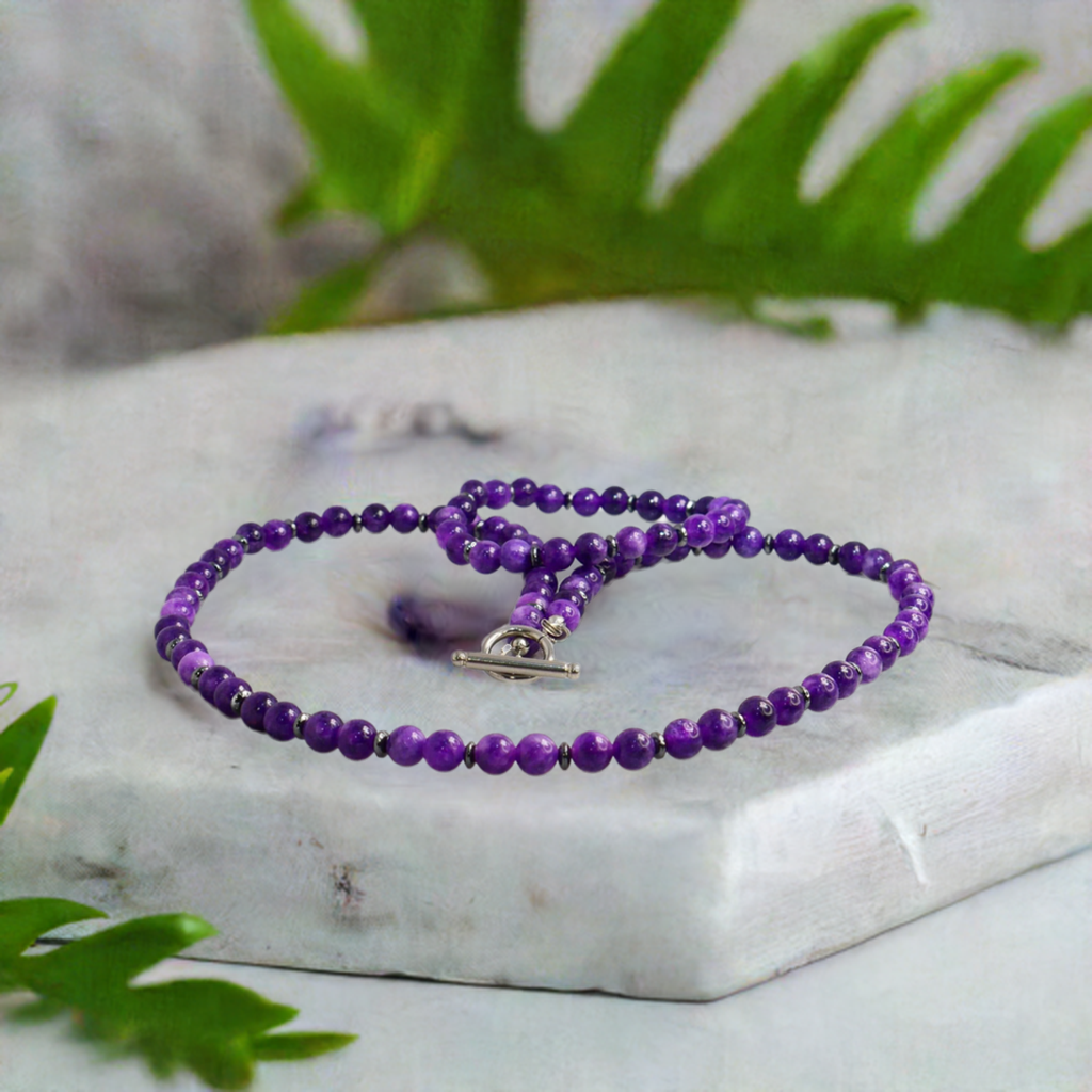 Amethyst Gemstone Jewelry Set - Necklace, Bracelet & Earrings