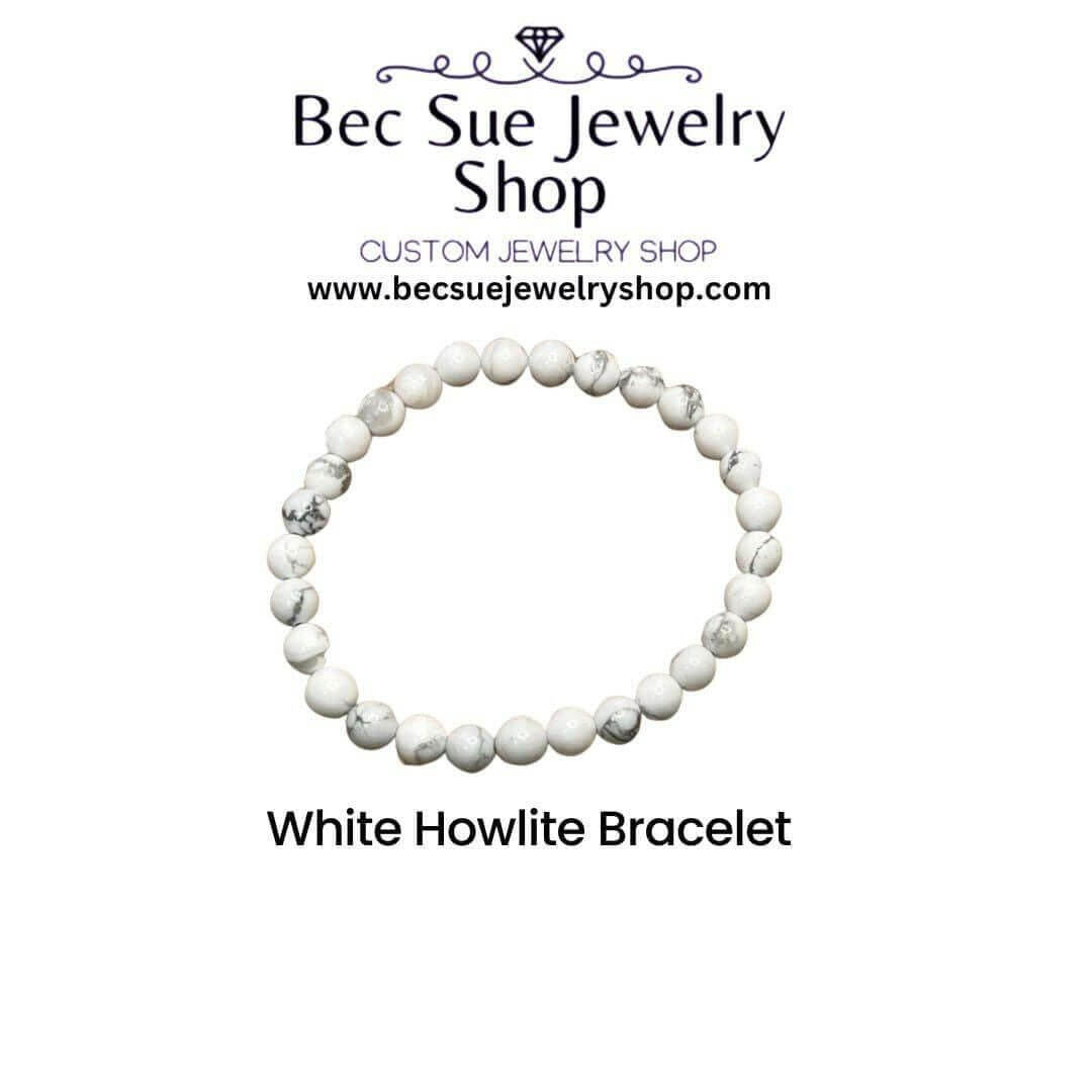 Grade AAA White Howlite Bead Bracelet - Bec Sue Jewelry Shop