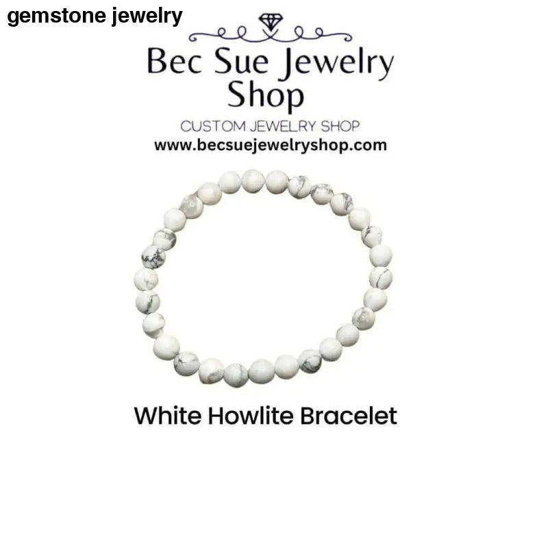 Grade AAA White Howlite Bead Bracelet - Bec Sue Jewelry Shop